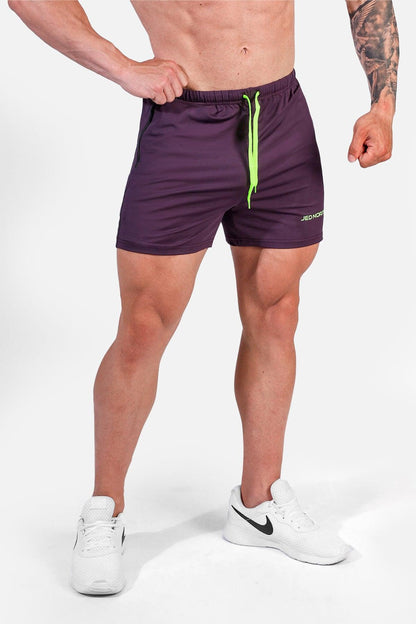 Jed North Men's Agile Bodybuilding 4'' Shorts w Zipper Pockets - Dark Purple