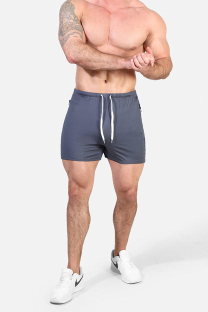 Jed North Men's Agile Bodybuilding 4'' Shorts w Zipper Pockets - Gray Integrity