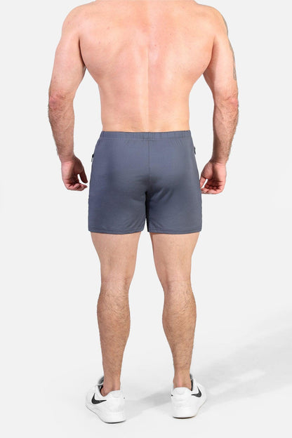 Jed North Men's Agile Bodybuilding 4'' Shorts w Zipper Pockets - Gray Integrity