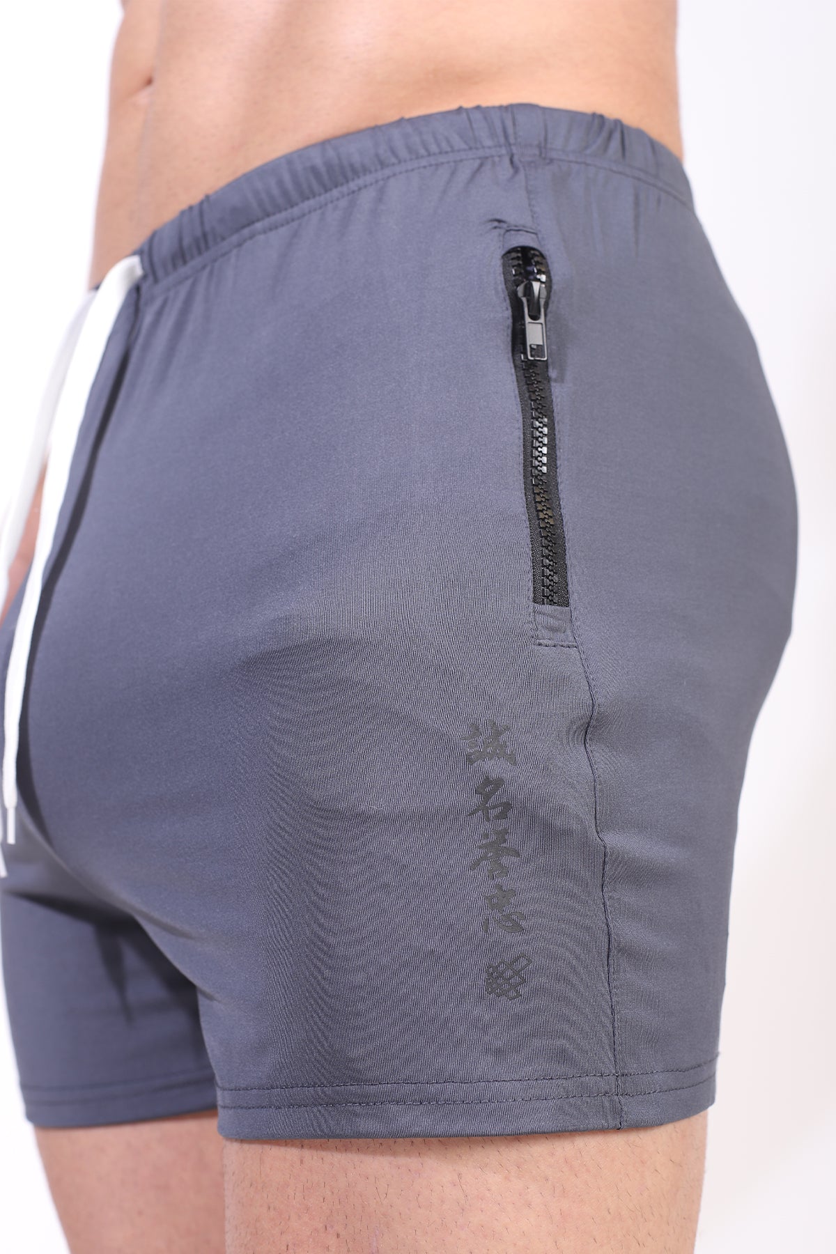 Jed North Men's Agile Bodybuilding 4'' Shorts w Zipper Pockets - Gray Integrity