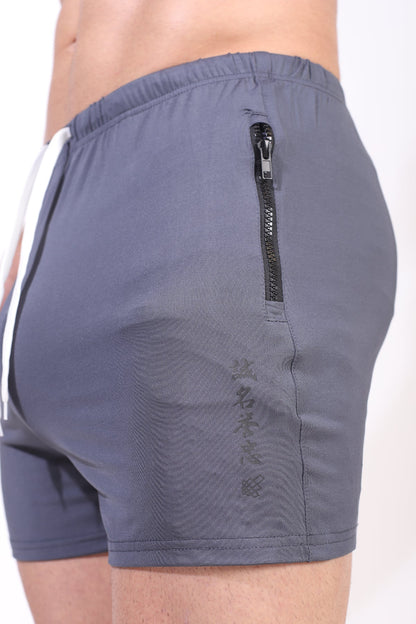 Jed North Men's Agile Bodybuilding 4'' Shorts w Zipper Pockets - Gray Integrity