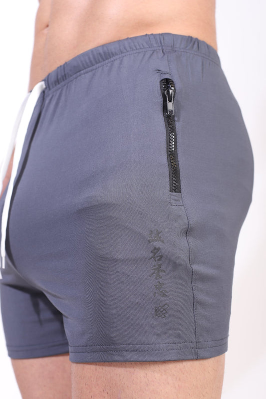 Jed North Men's Agile Bodybuilding 4'' Shorts w Zipper Pockets - Gray Integrity