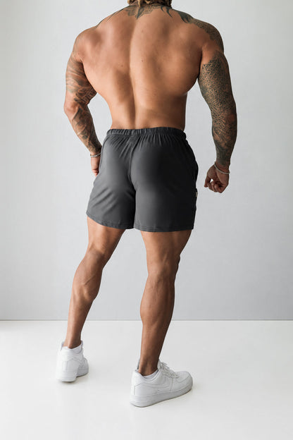 Jed North Men's Agile Bodybuilding 4'' Shorts w Zipper Pockets - True Gray