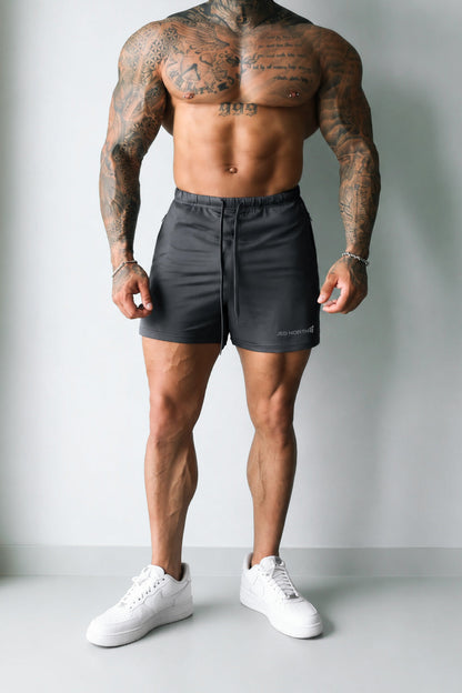 Jed North Men's Agile Bodybuilding 4'' Shorts w Zipper Pockets - True Gray