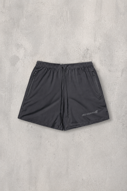 Jed North Men's Agile Bodybuilding 4'' Shorts w Zipper Pockets - True Gray