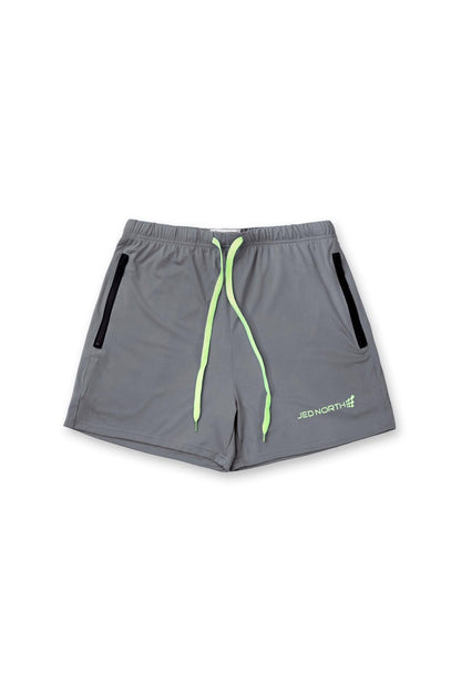 Jed North Men's Agile Bodybuilding 4'' Shorts w Zipper Pockets - Gray