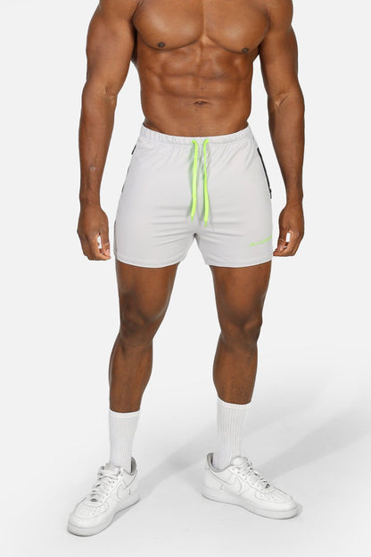Jed North Men's Agile Bodybuilding 4'' Shorts w Zipper Pockets - Platinum Gray