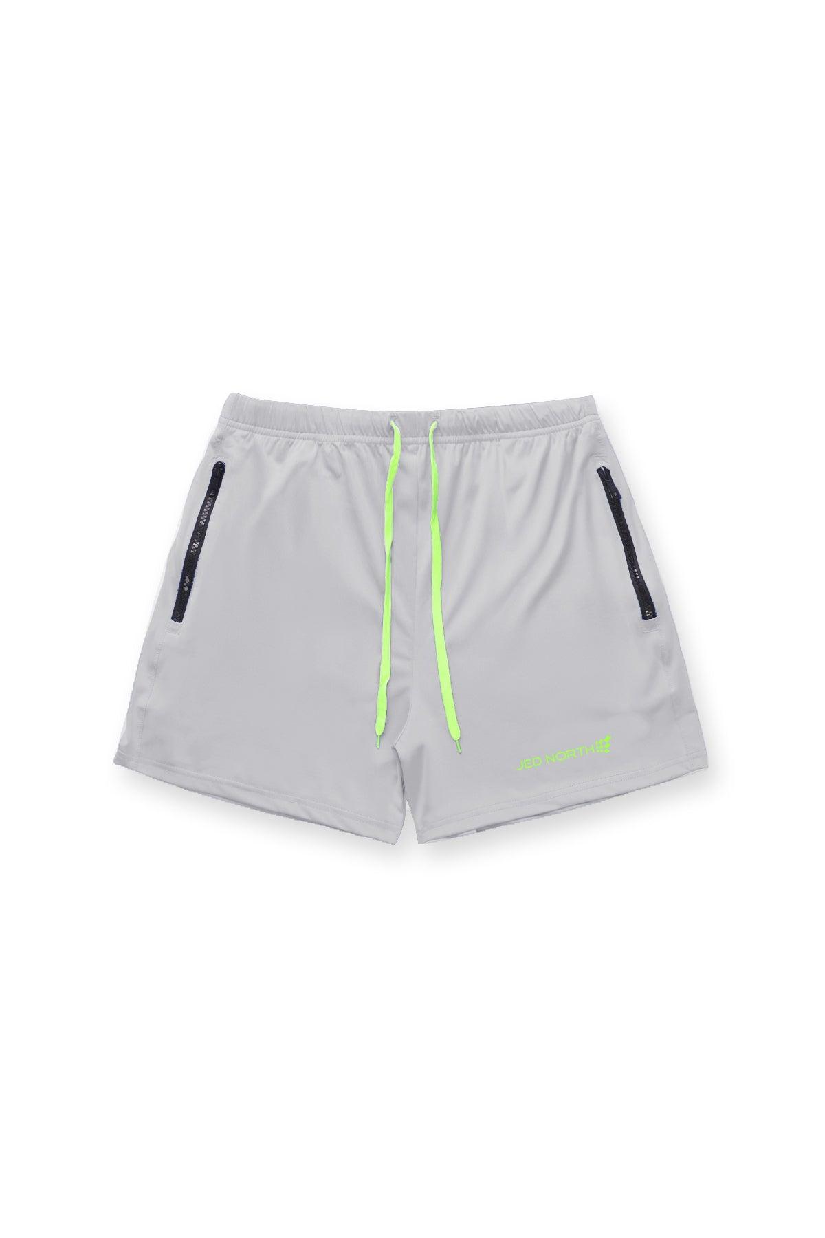 Jed North Men's Agile Bodybuilding 4'' Shorts w Zipper Pockets - Platinum Gray