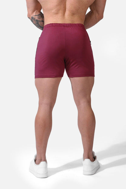 Jed North Men's Agile Bodybuilding 4'' Shorts w Zipper Pockets - Maroon