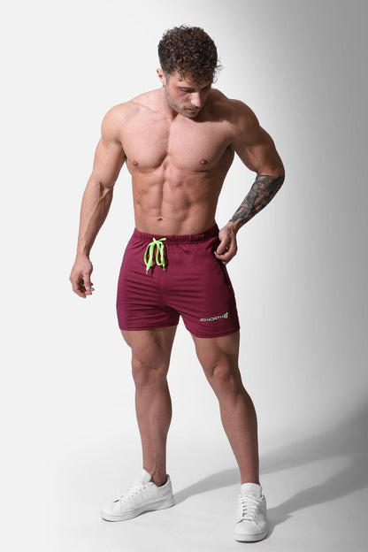 Jed North Men's Agile Bodybuilding 4'' Shorts w Zipper Pockets - Maroon