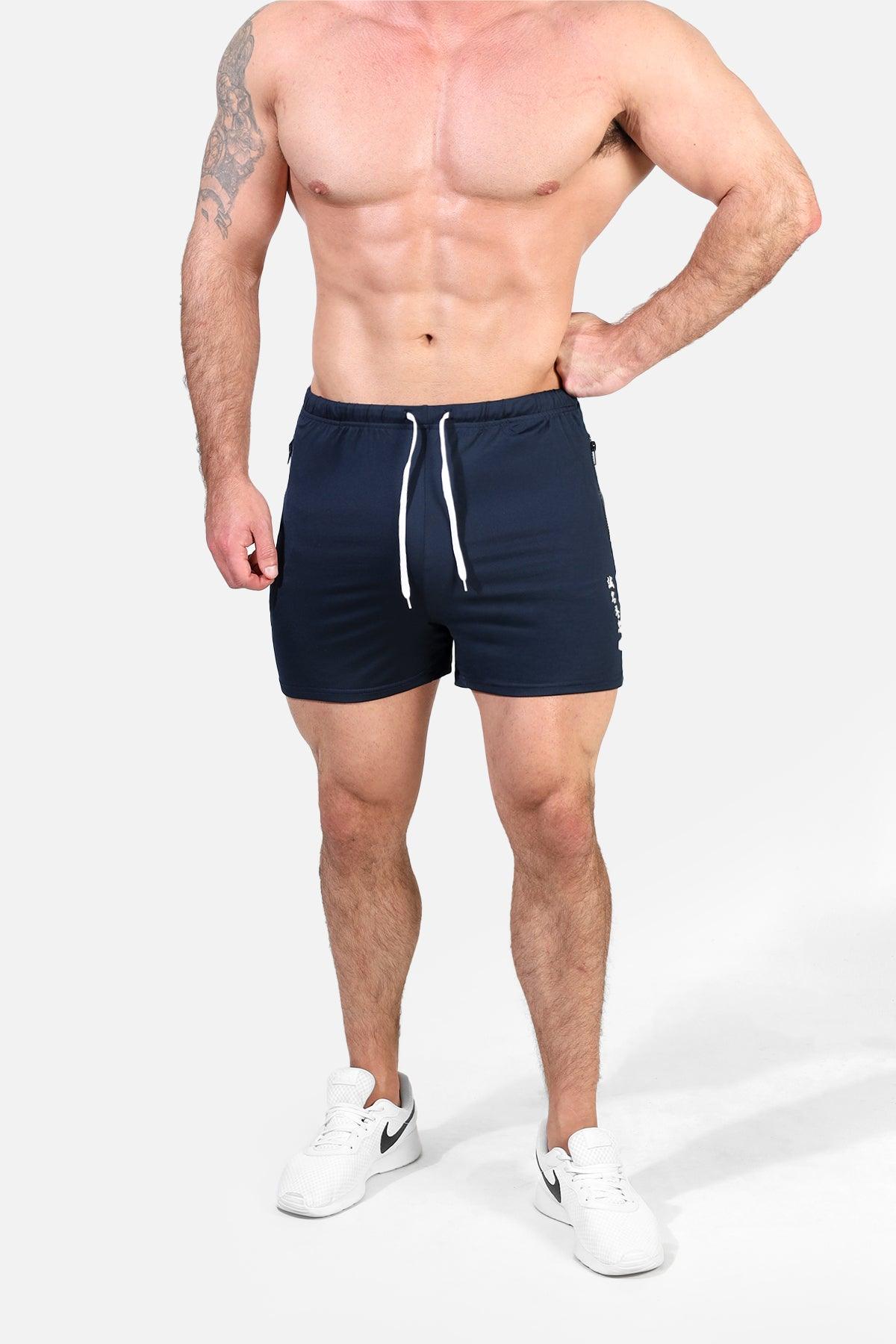 Jed North Men's Agile Bodybuilding 4'' Shorts w Zipper Pockets -  Navy Integrity