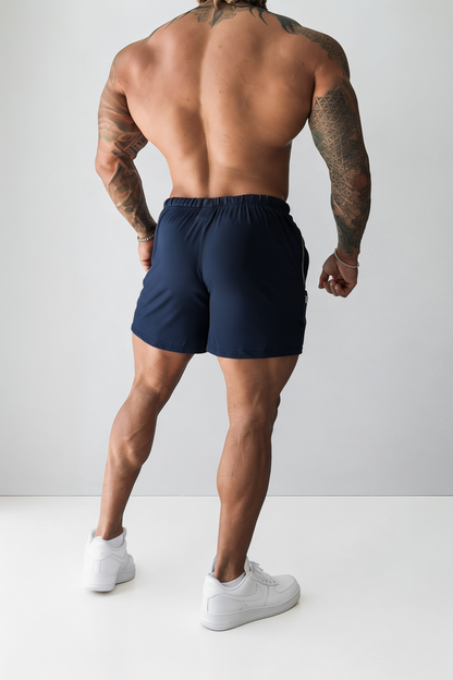 Jed North Men's Agile Bodybuilding 4'' Shorts w Zipper Pockets - True Navy