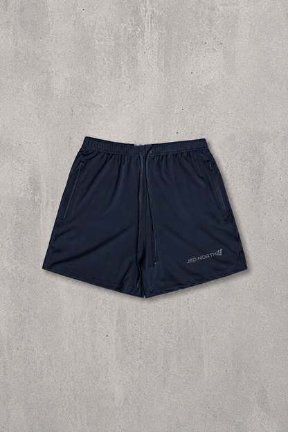 Jed North Men's Agile Bodybuilding 4'' Shorts w Zipper Pockets - True Navy