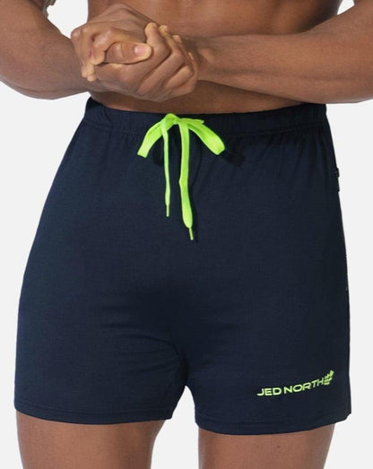 Jed North Men's Agile Bodybuilding 4'' Shorts w Zipper Pockets - Navy Blue