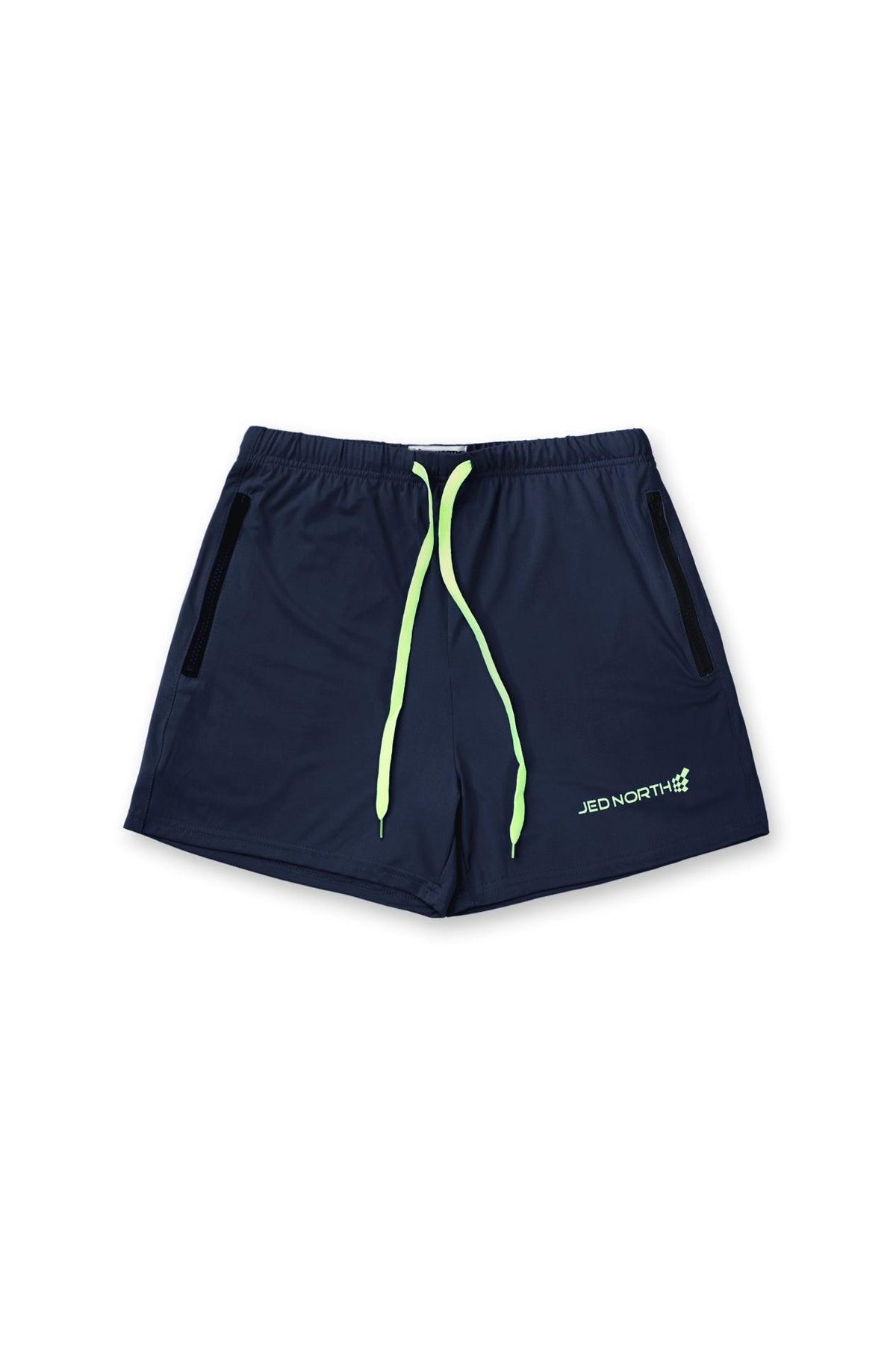 Jed North Men's Agile Bodybuilding 4'' Shorts w Zipper Pockets - Navy Blue