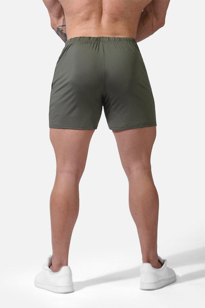 Jed North Men's Agile Bodybuilding 4'' Shorts w Zipper Pockets - Olive