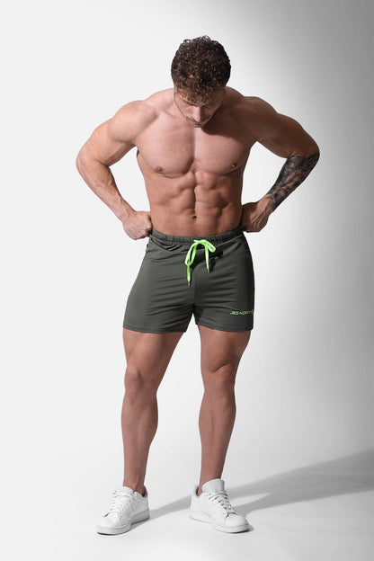 Jed North Men's Agile Bodybuilding 4'' Shorts w Zipper Pockets - Olive