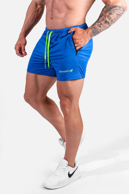 Jed North Men's Agile Bodybuilding 4'' Shorts w Zipper Pockets - Royal Blue