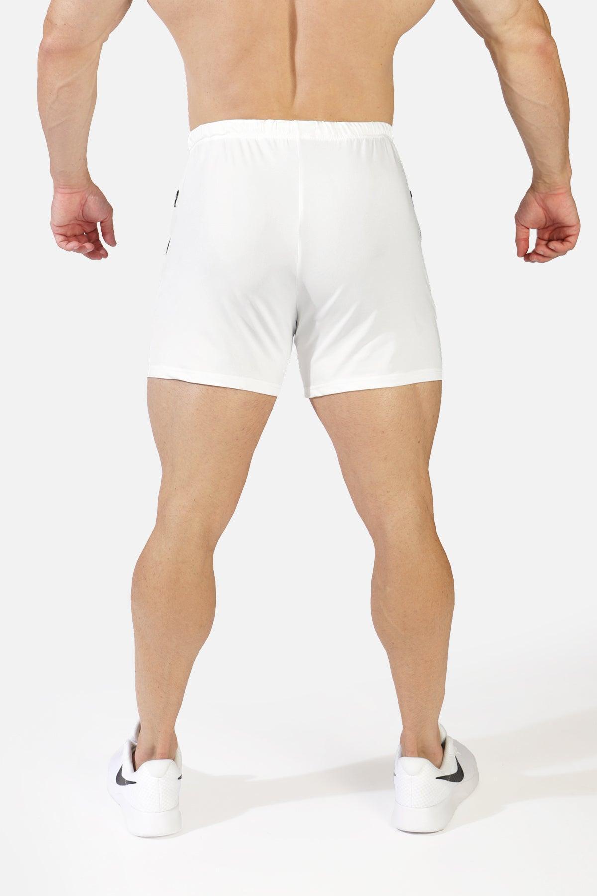 Jed North Men's Agile Bodybuilding 4'' Shorts w Zipper Pockets - Off White