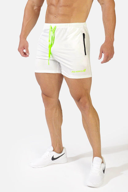 Jed North Men's Agile Bodybuilding 4'' Shorts w Zipper Pockets - Off White