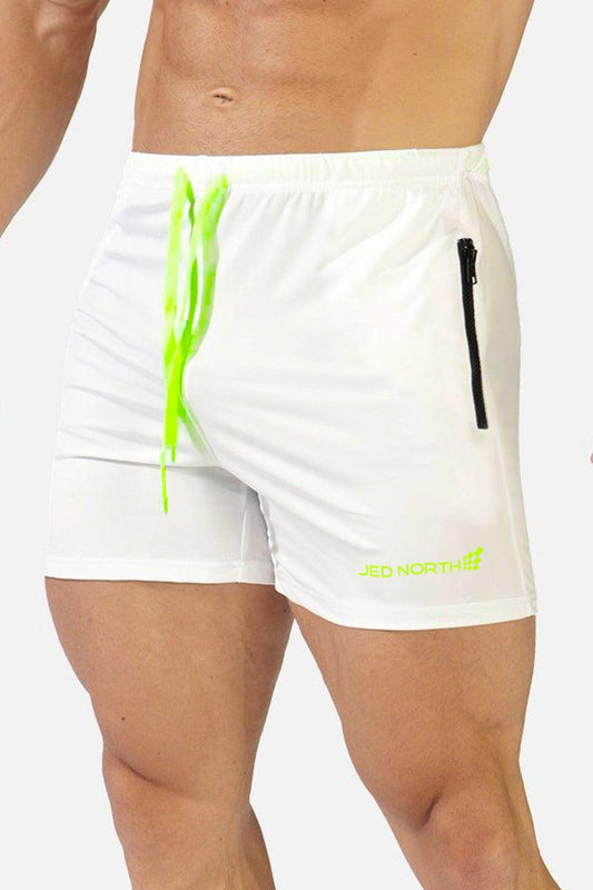 Jed North Men's Agile Bodybuilding 4'' Shorts w Zipper Pockets - Off White