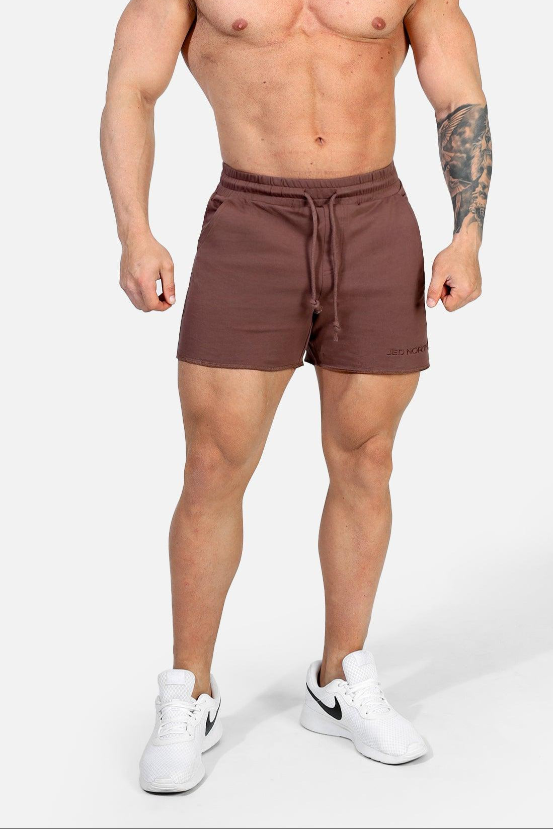 Jed North Men's Motion 5'' Varsity Sweat Shorts - Dark Brown