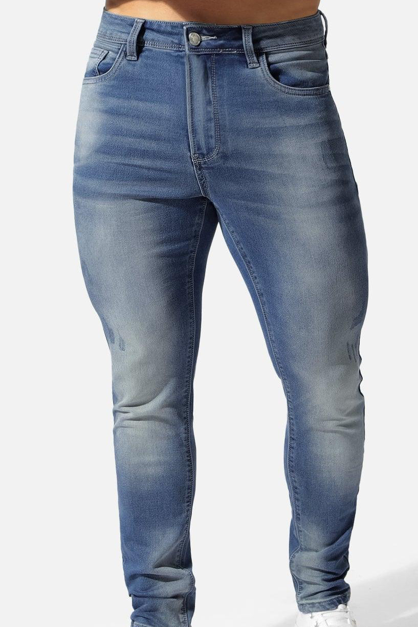 Jed North Men's Men's Premium Fitted Stretchy Jeans - Faded Dark Blue