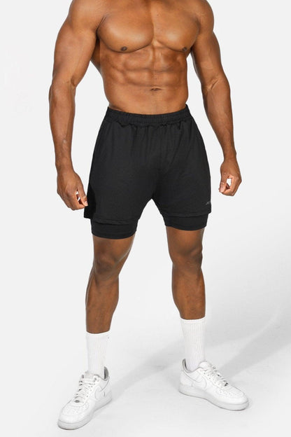 Jed North Men's Men's 2-In-1 7" Gym Shorts - Obsidian Black