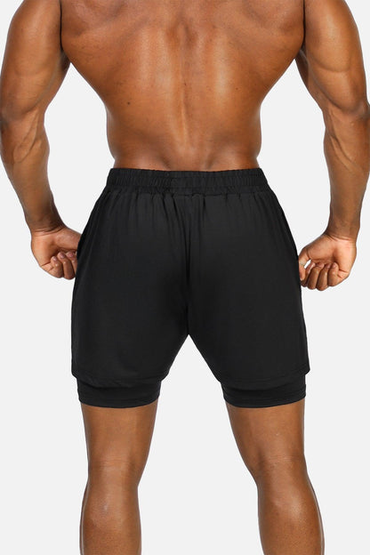 Jed North Men's Men's 2-In-1 7" Gym Shorts - Obsidian Black