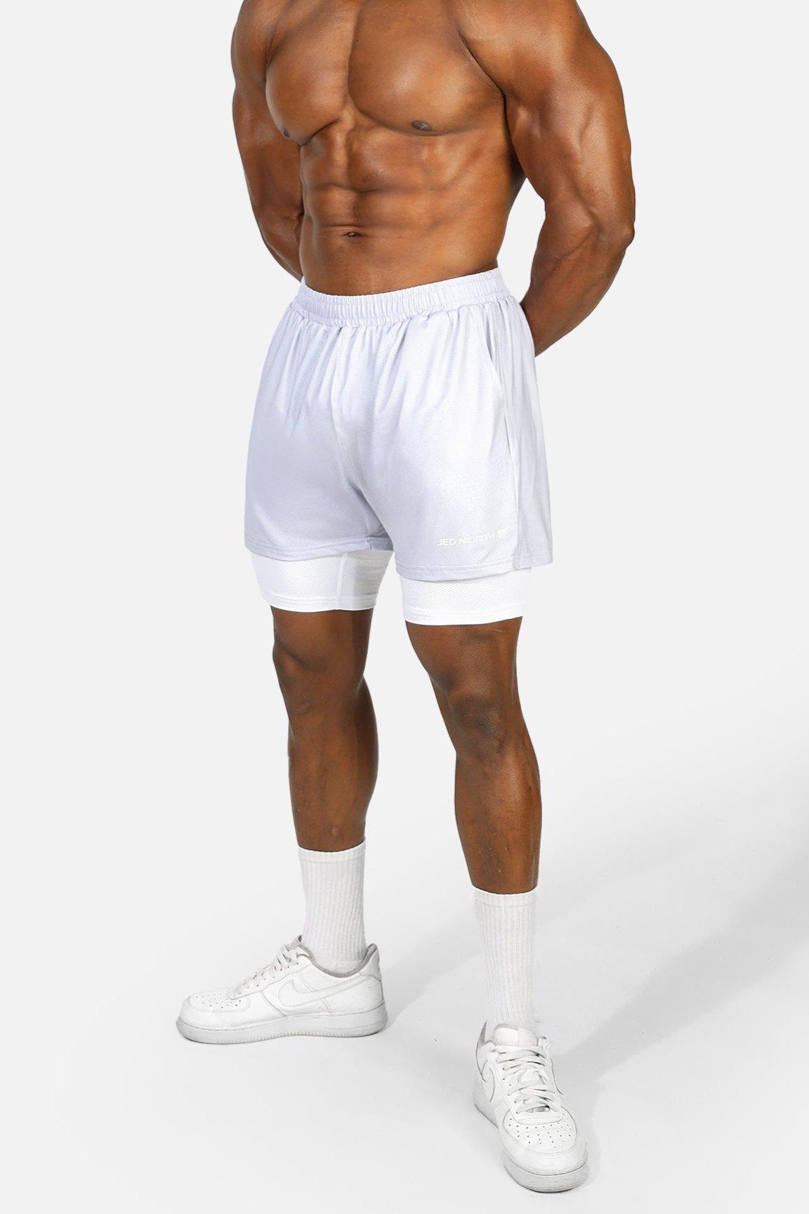 Jed North Men's Men's 2-In-1 7" Gym Shorts - Supernova Silver