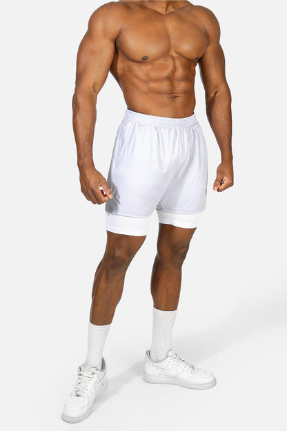 Jed North Men's Men's 2-In-1 7" Gym Shorts - Supernova Silver