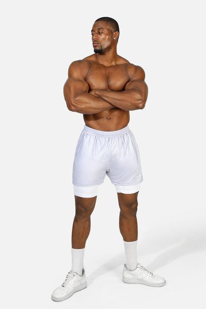 Jed North Men's Men's 2-In-1 7" Gym Shorts - Supernova Silver