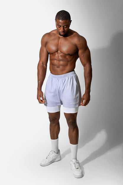 Jed North Men's Men's 2-In-1 7" Gym Shorts - Supernova Silver