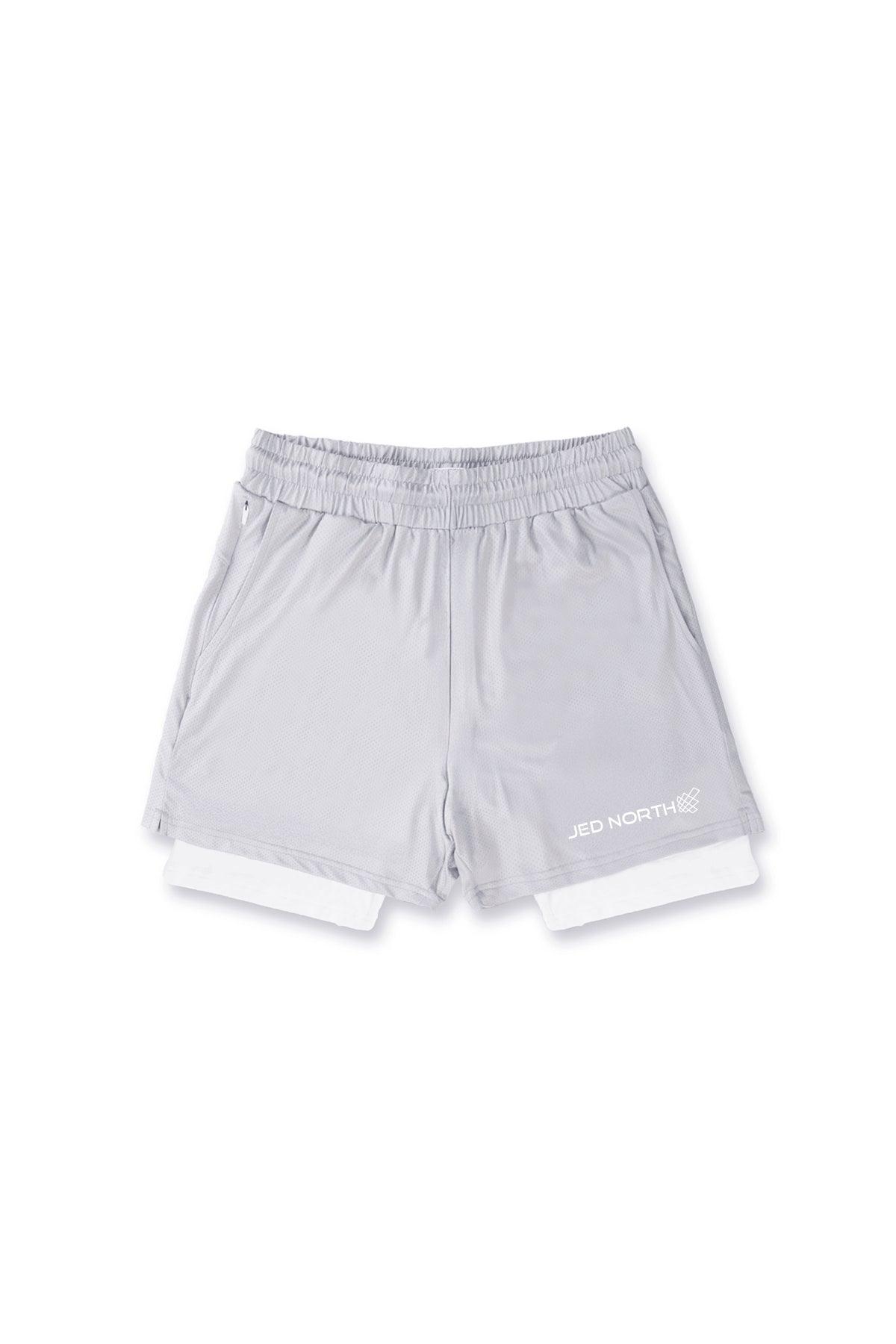 Jed North Men's Men's 2-In-1 7" Gym Shorts - Supernova Silver