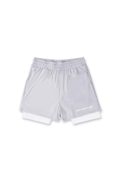 Jed North Men's Men's 2-In-1 7" Gym Shorts - Supernova Silver