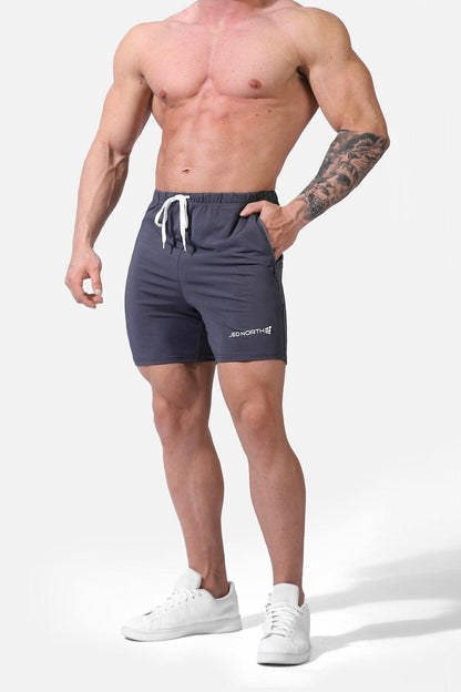Jed North Men's Agile Plus 6.5'' Bodybuilding Shorts w Zipper Pockets - Gray