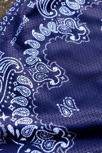 Jed North Men's Jersey Mesh 7.5" Gym Shorts - Navy Paisley