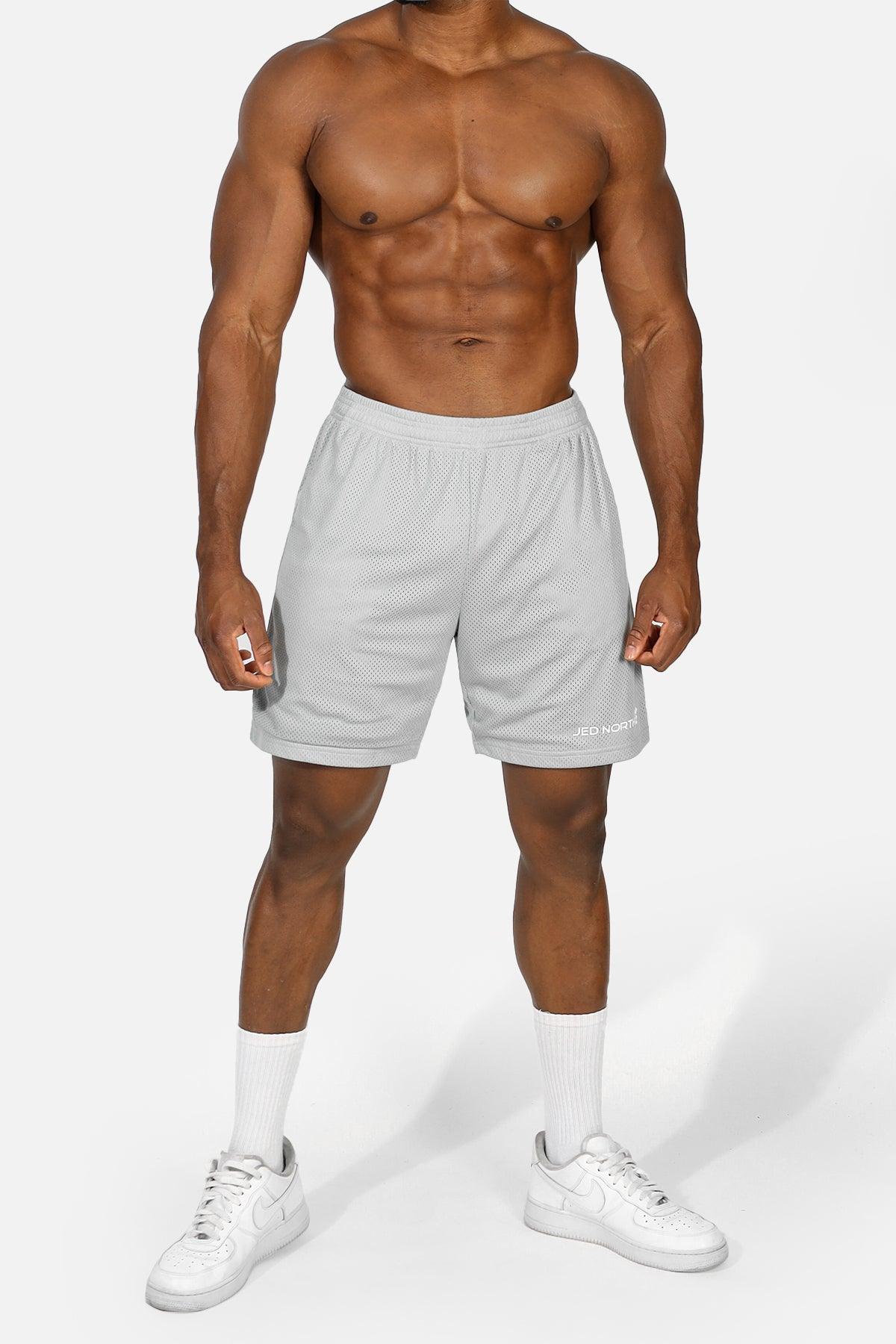 Jed North Men's Jersey Mesh 7.5" Gym Shorts - Polar Silver