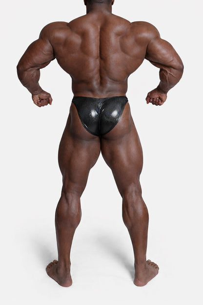 Jed North Men's Men's Bodybuilding Posing Trunks - Metallic Black