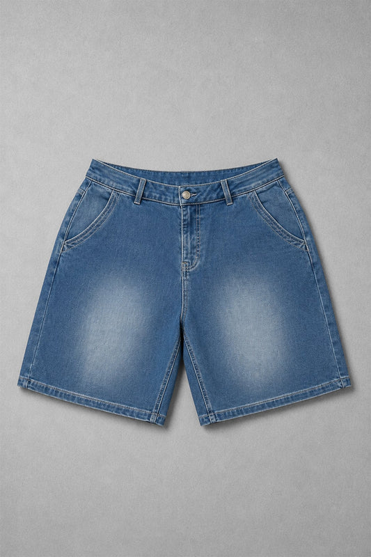 Jed North Men's Baggy Fit Denim Shorts - Dark Blue