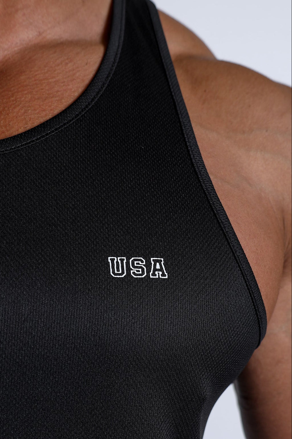 Jed North Men's Fast-Dry Bodybuilding Workout Stringer - Black USA Logo