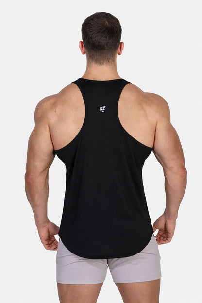 Jed North Men's Fast-Dry Bodybuilding Workout Stringer - Black USA Logo