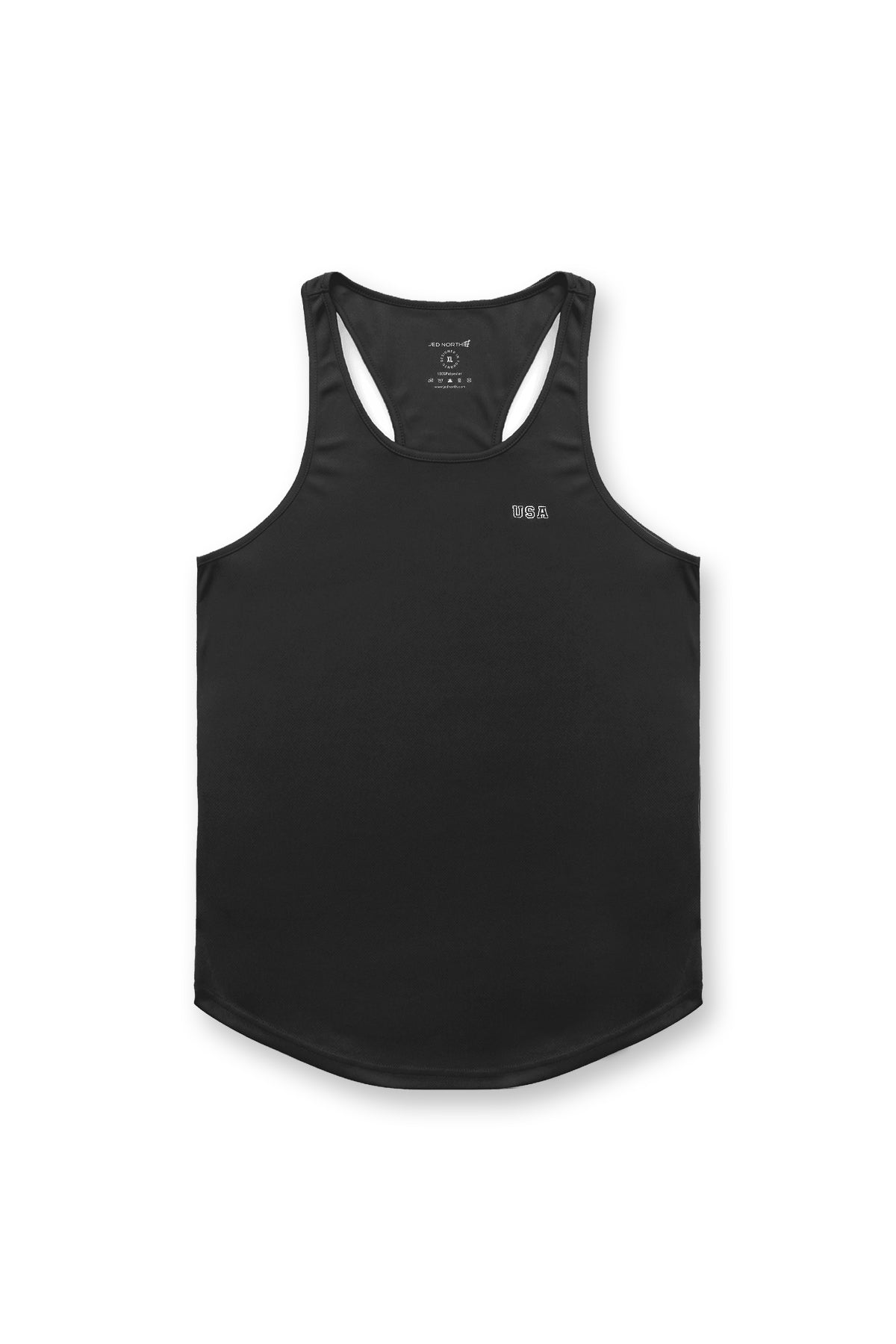 Jed North Men's Fast-Dry Bodybuilding Workout Stringer - Black USA Logo