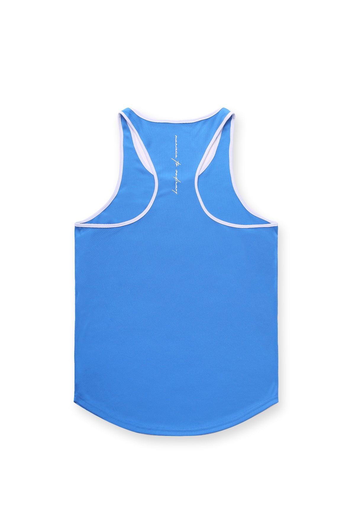 Jed North Men's Fast-Dry Bodybuilding Workout Stringer - Blue w/ White