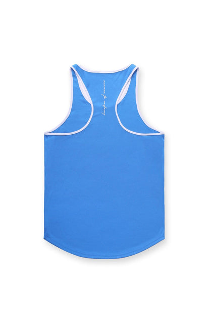 Jed North Men's Fast-Dry Bodybuilding Workout Stringer - Blue w/ White