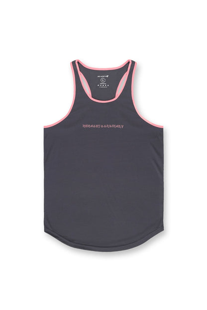 Jed North Men's Fast-Dry Bodybuilding Workout Stringer - Gray w/ Pink Trim