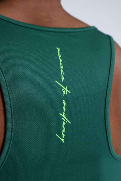Jed North Men's Fast-Dry Bodybuilding Workout Stringer - Green w/ Neon Logo