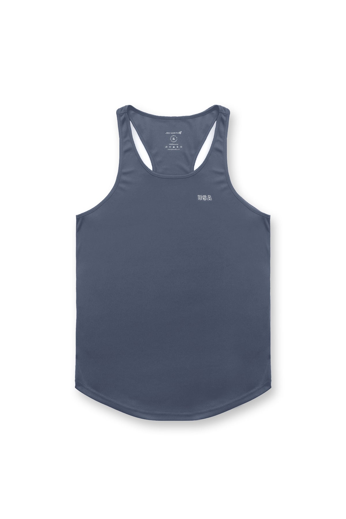 Jed North Men's Fast-Dry Bodybuilding Workout Stringer - Gray USA Logo