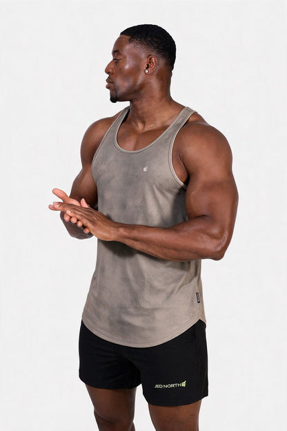 Jed North Men's Fast-Dry Bodybuilding Workout Stringer - Dusted Khaki