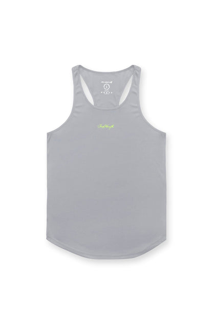 Jed North Men's Fast-Dry Bodybuilding Workout Stringer - Light Gray w/ Neon Logo